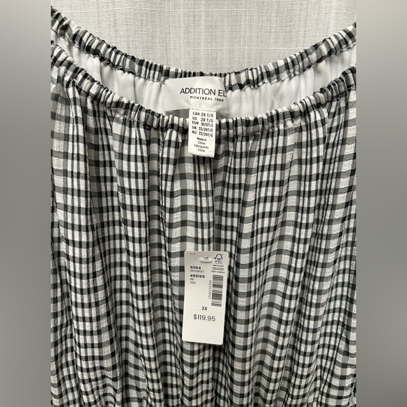 Long Sleeve Off the Shoulder Gingham Midi Dress 2X - Picture 6 of 7